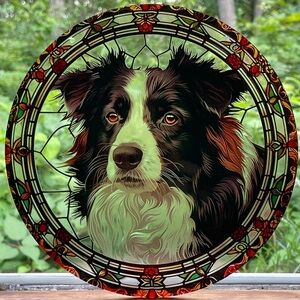Suncatcher Acrylic Border Collie Dog Decorative Home Cottage Decor New Gifts 8”